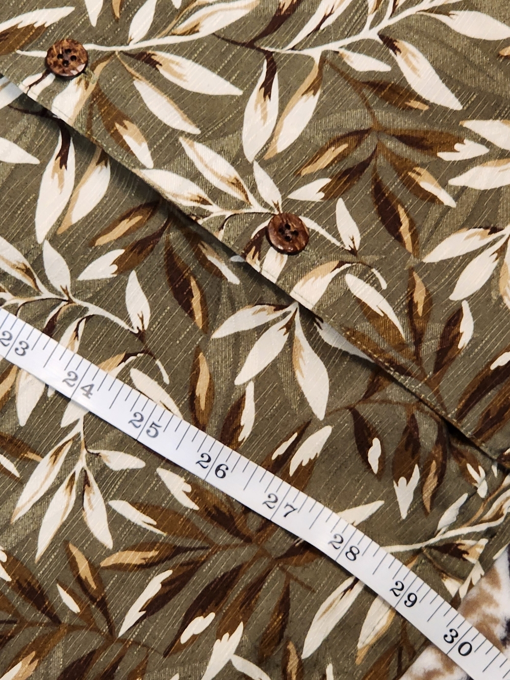 Tasso Elba Olive Short-Sleeve Leaf Print Button-Down Shirt - Picture 7 of 8